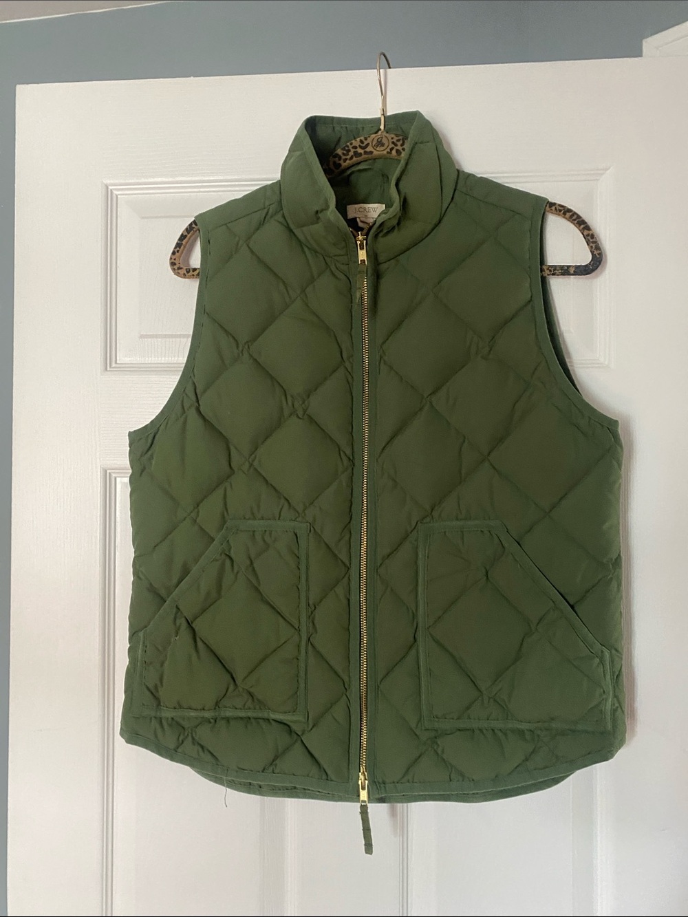 J. Crew Olive Green Quilted Puffer Vest